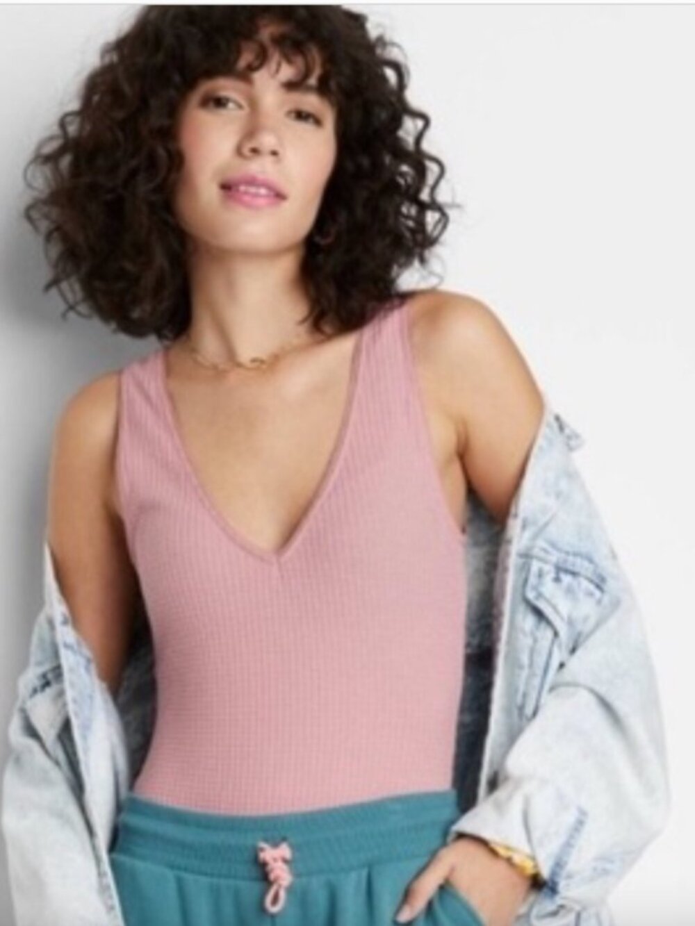Wild Fable Pink Waffle Bodysuit